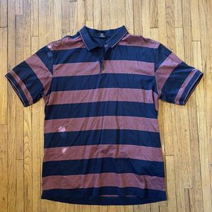 NIKE GOLF POLO SHIRT Size XL Blue Salmon Stripped